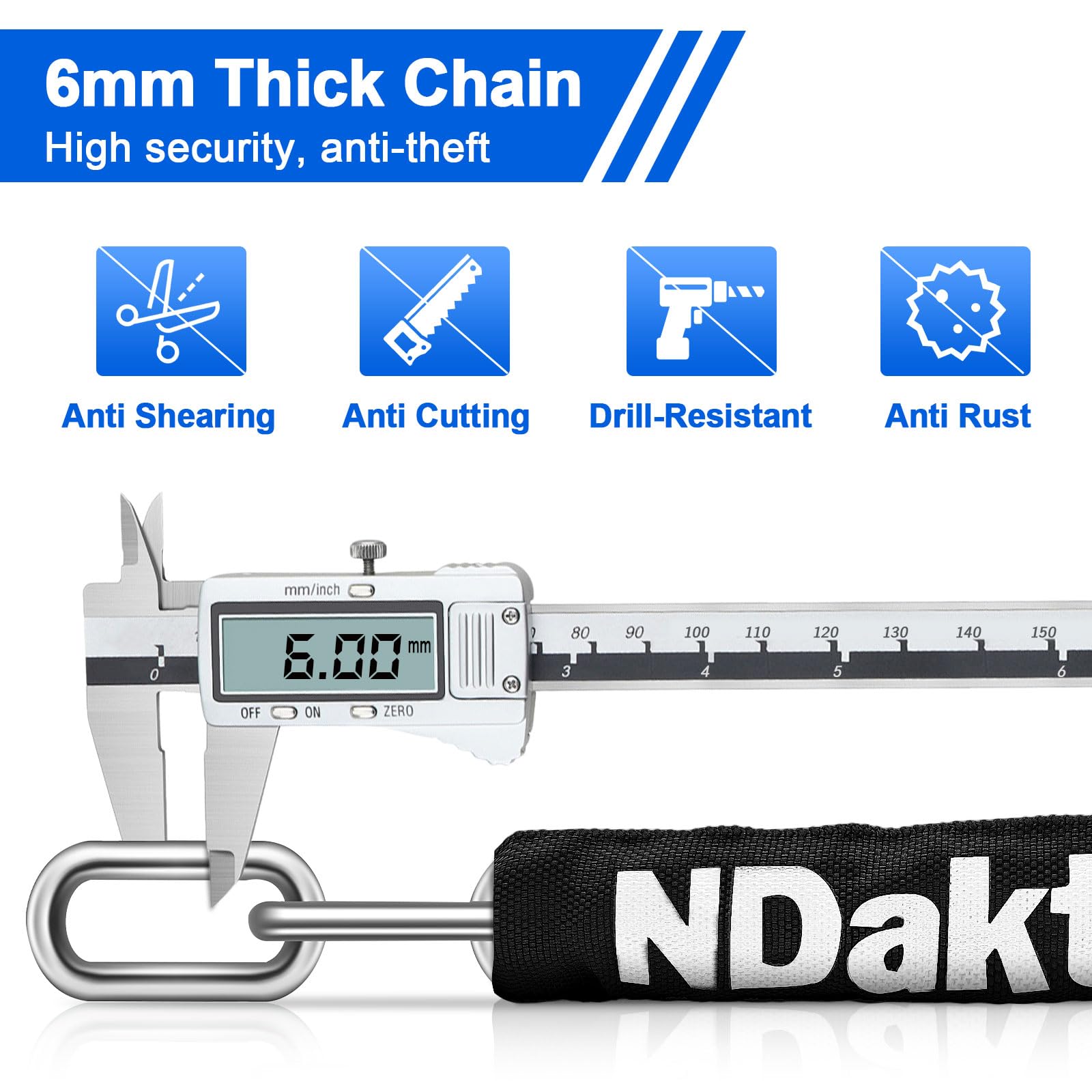 NDakter chain looped around bike frame and post offering secure parking solution