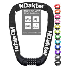 NDakter front view of chain lock showing full length and solid build, clear deterrent