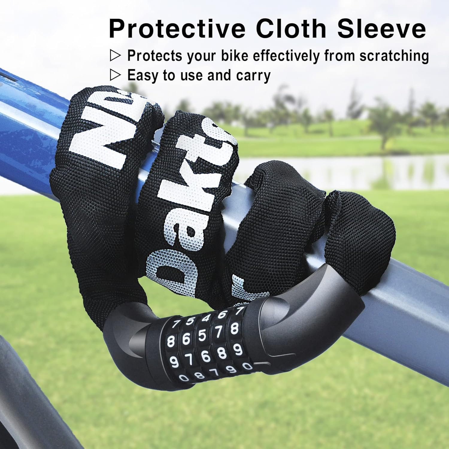 NDakter chain looped around bike rail showing secure attachment benefit