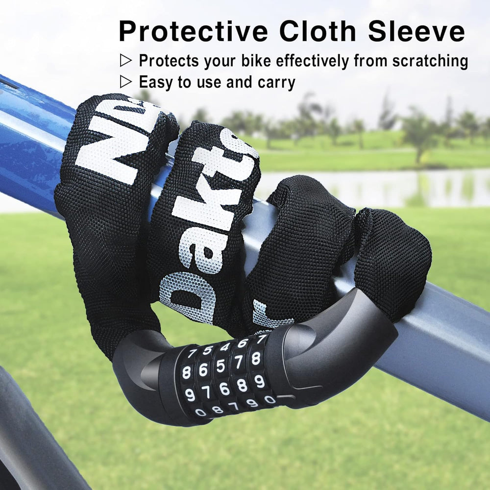 NDakter chain looped around bike rail showing secure attachment benefit