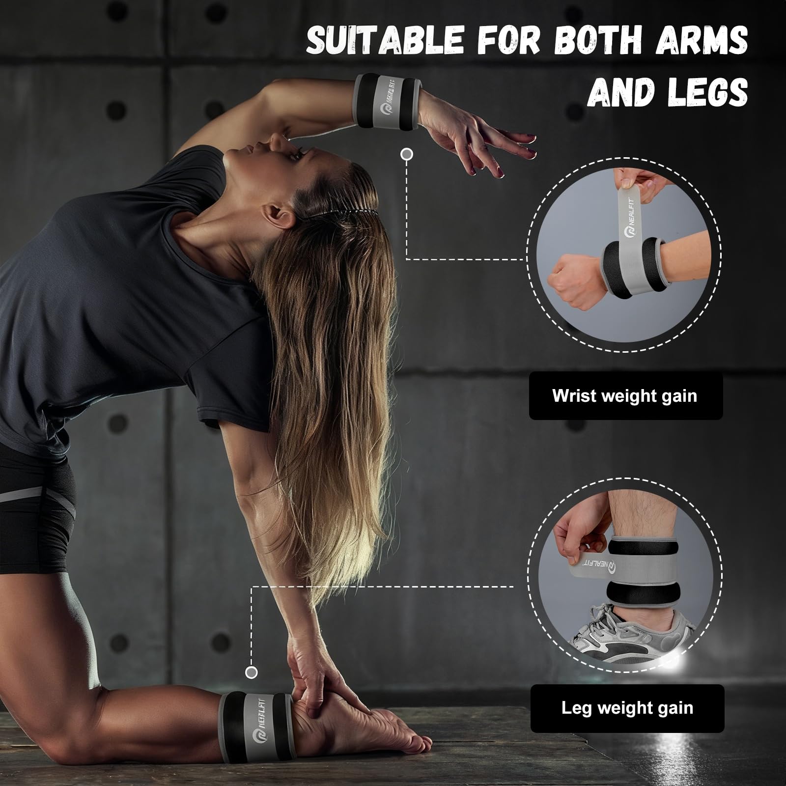 NEALFIT ankle weights worn during a walk providing steady added resistance