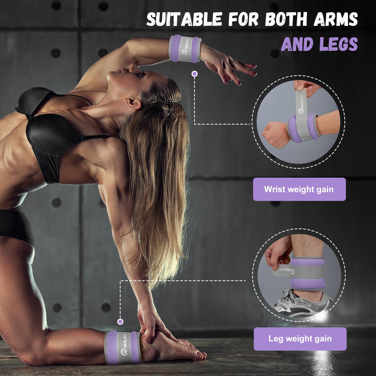 NEALFIT wrist weight on forearm showing versatility and comfortable fit benefit