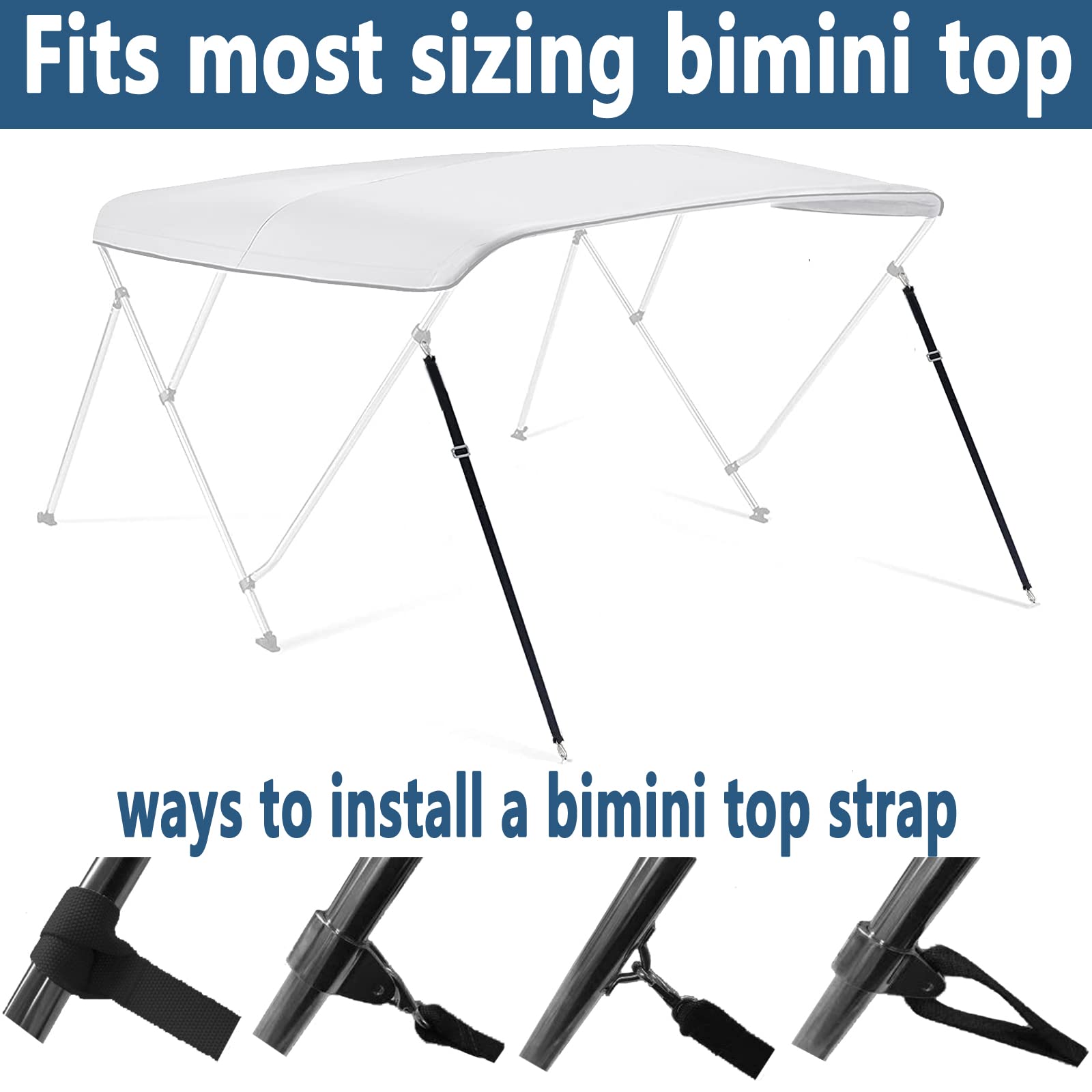 Necmetu straps installed on bimini top showing secure fit