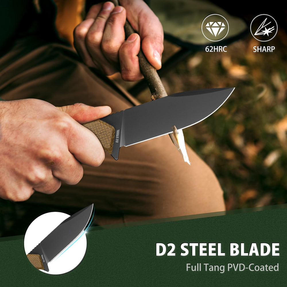 NedFoss BOAR blade close-up highlighting D2 steel and PVD coating, corrosion resistance
