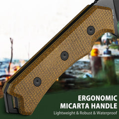 NedFoss BOAR micarta handle detail showing grip texture for secure control