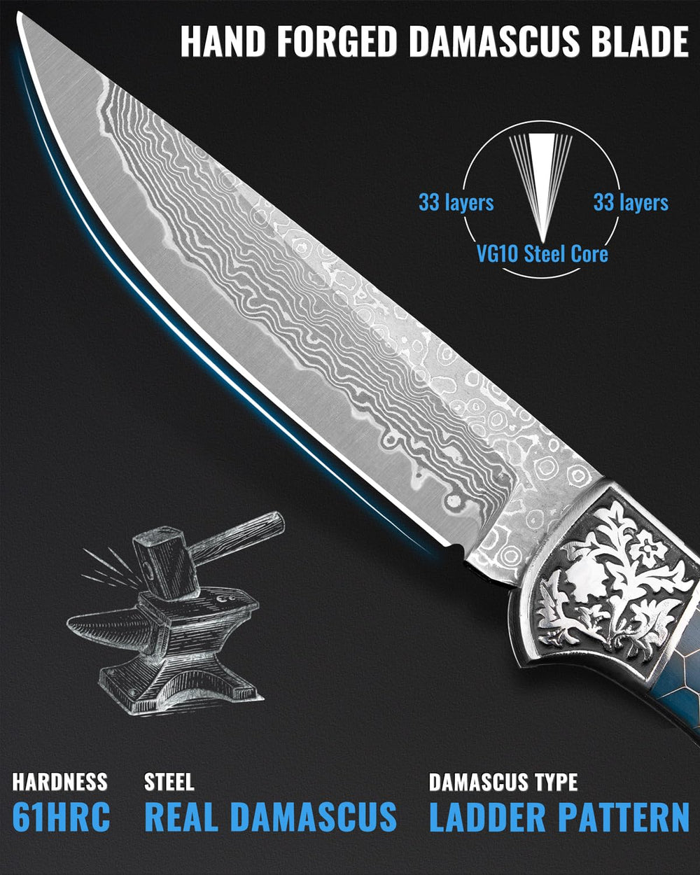 NedFoss Smilodon luminous resin handle close-up showing glow and decorative relief benefit