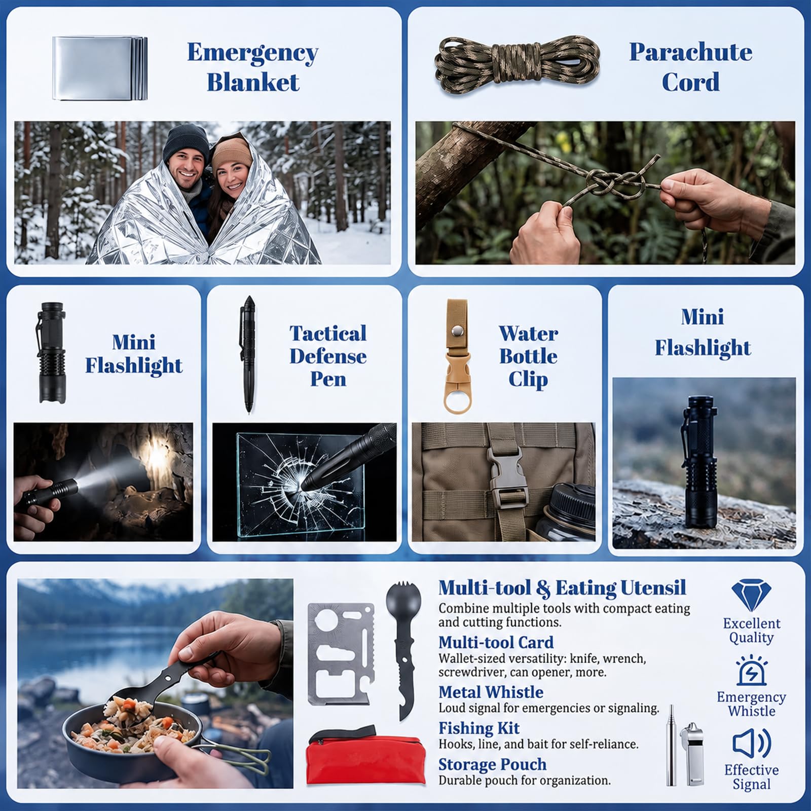 Neliangia emergency blanket folded compactly, lightweight warmth and space saving