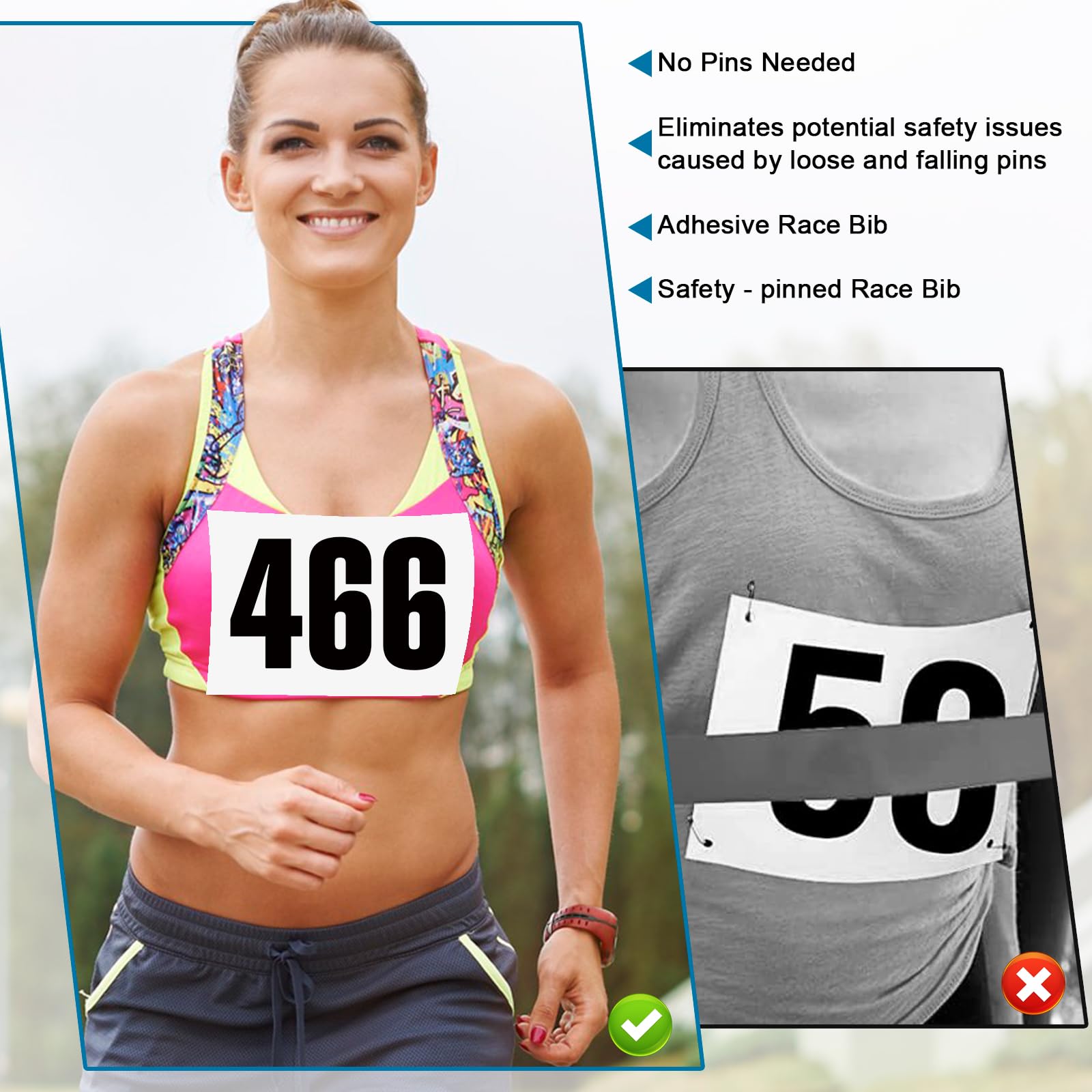 NELOMO bib applied on runner chest demonstrating secure hold during motion