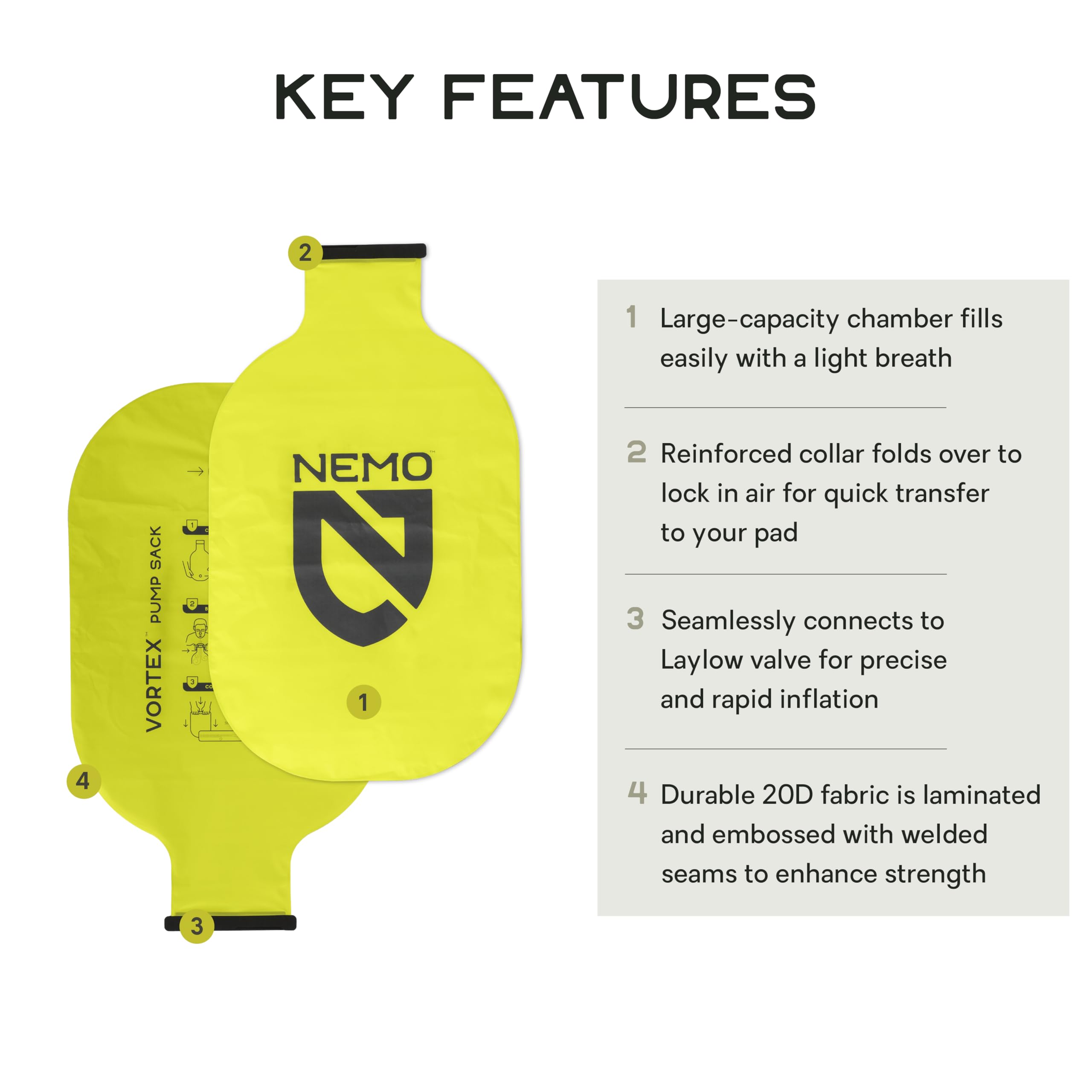 NEMO Equipment close-up of reinforced stay-open collar offering fast, secure air sealing