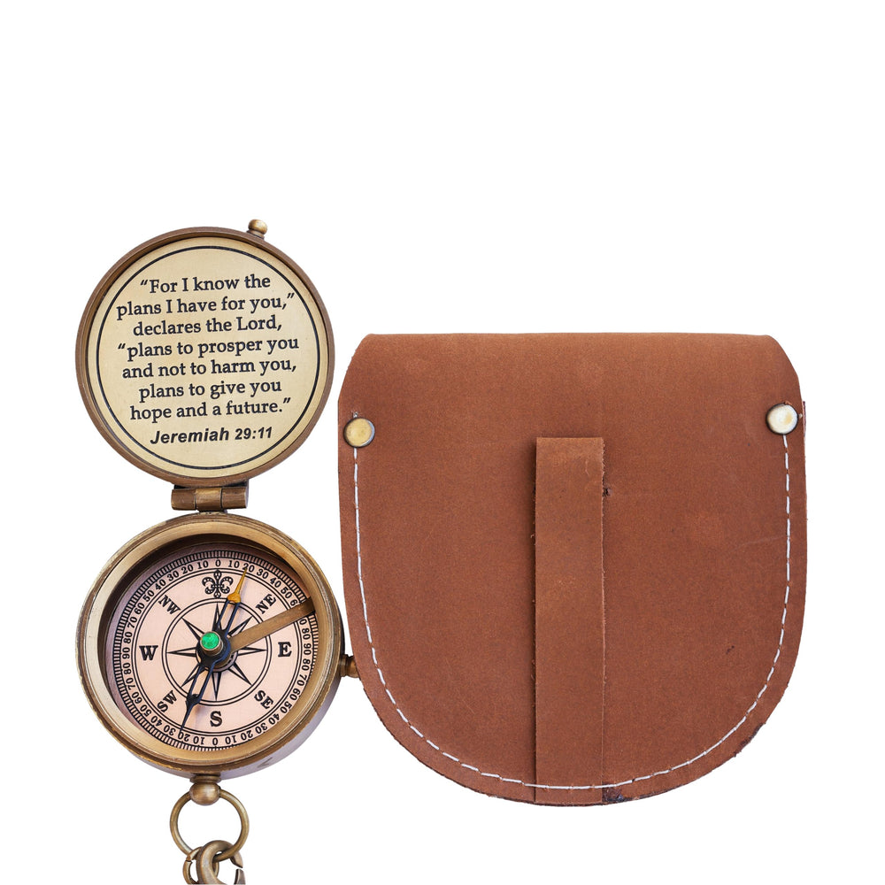 NEOVIVID compass on a desk with card showing thoughtful missionary or keepsake gift