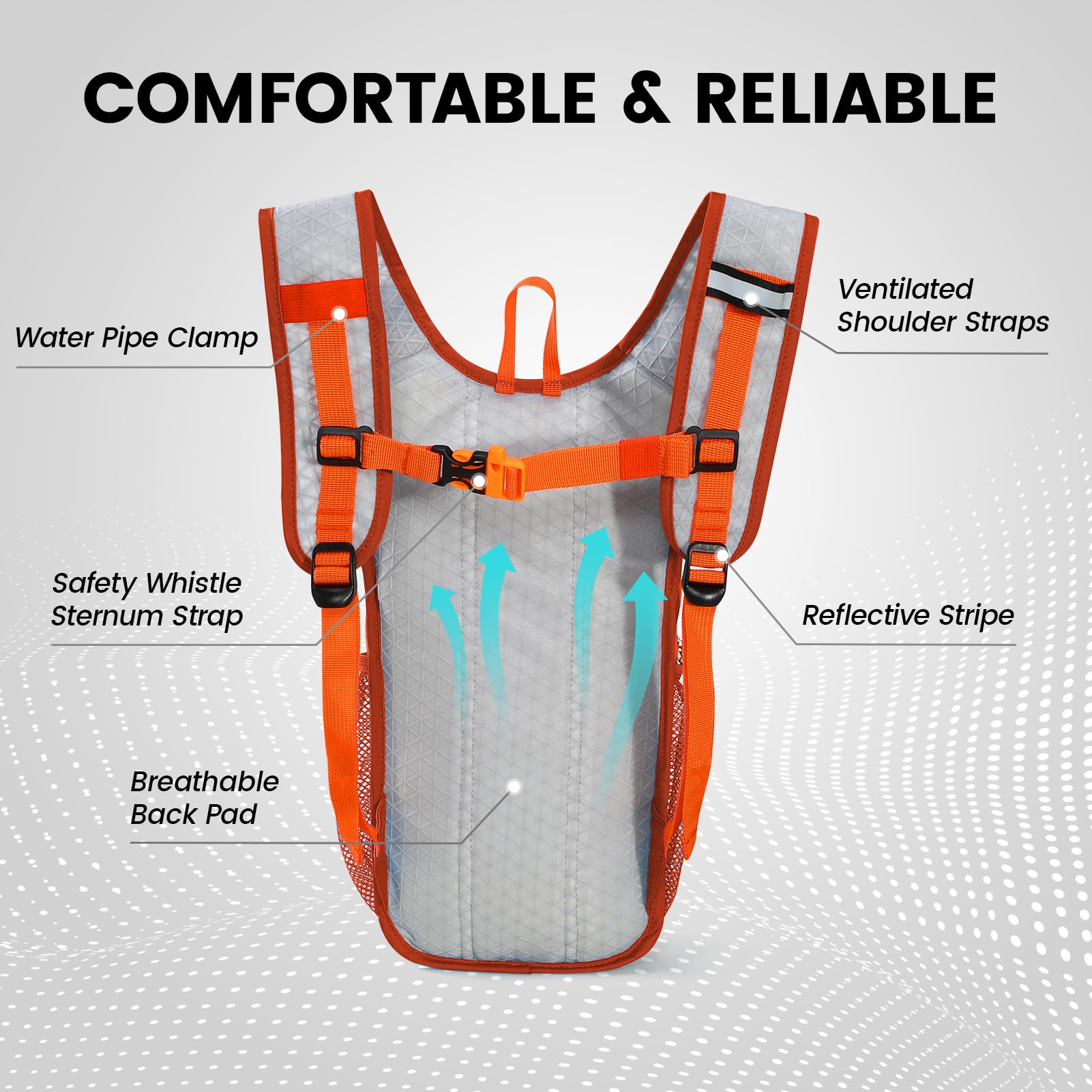 Nepest close-up of padded shoulder strap and breathable mesh for comfort