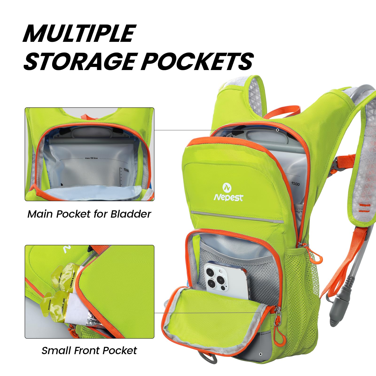 Nepest breathable mesh back panel and padded straps for long-lasting child comfort