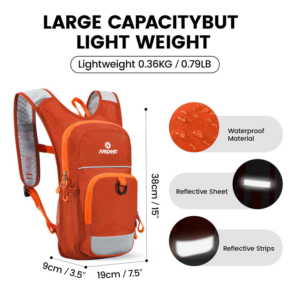 Nepest pack worn by child cycling showing hands-free hydration benefit