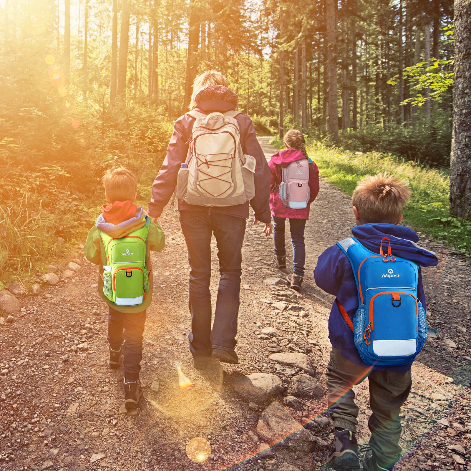Nepest reflective elements on backpack for improved low-light visibility