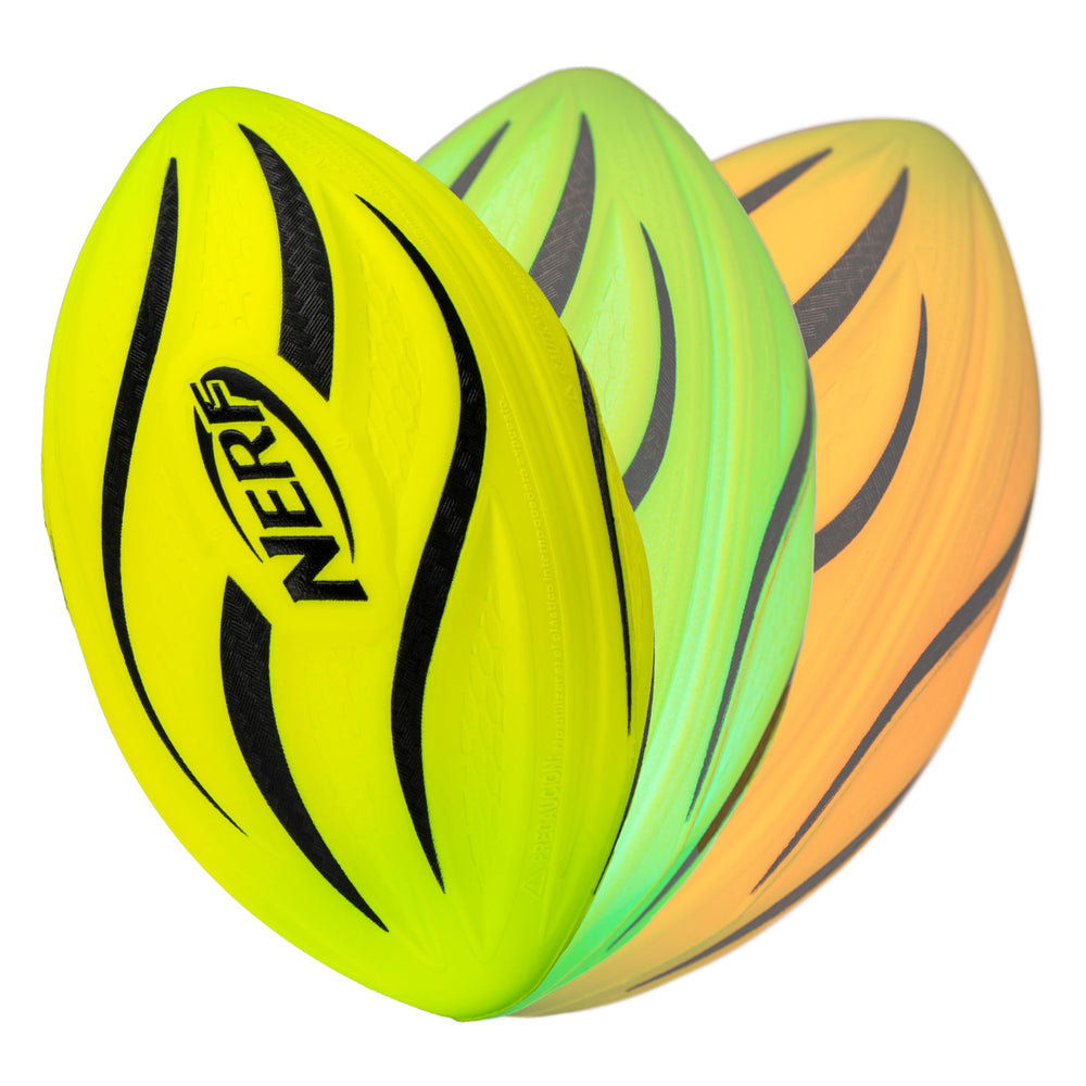 NERF ball flying over grass illustrating outdoor action and visibility