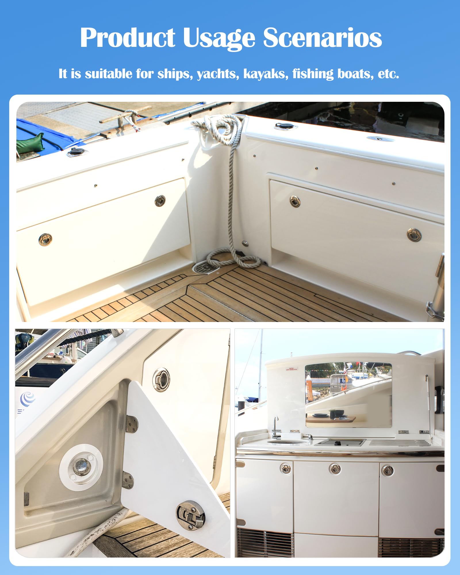 Nerites installed on boat hatch demonstrating secure, flush access
