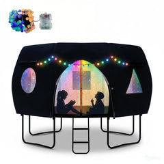 Nestly front view of 12FT trampoline tent showing full coverage and protection