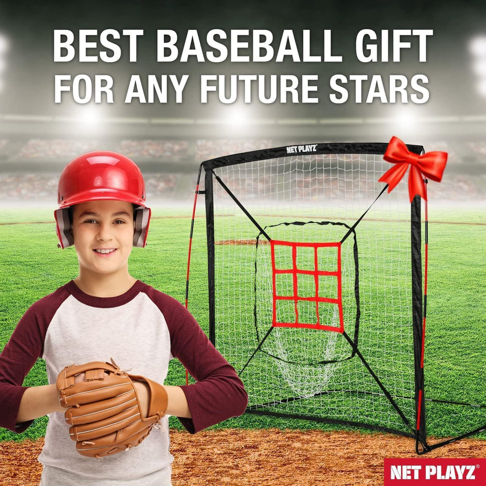 NET PLAYZ next to baseball bat showing scale and practice-ready benefit
