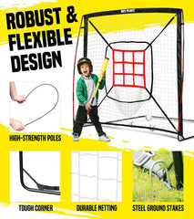 NET PLAYZ 9-square target panel visible to help pitchers and hitters practice accuracy