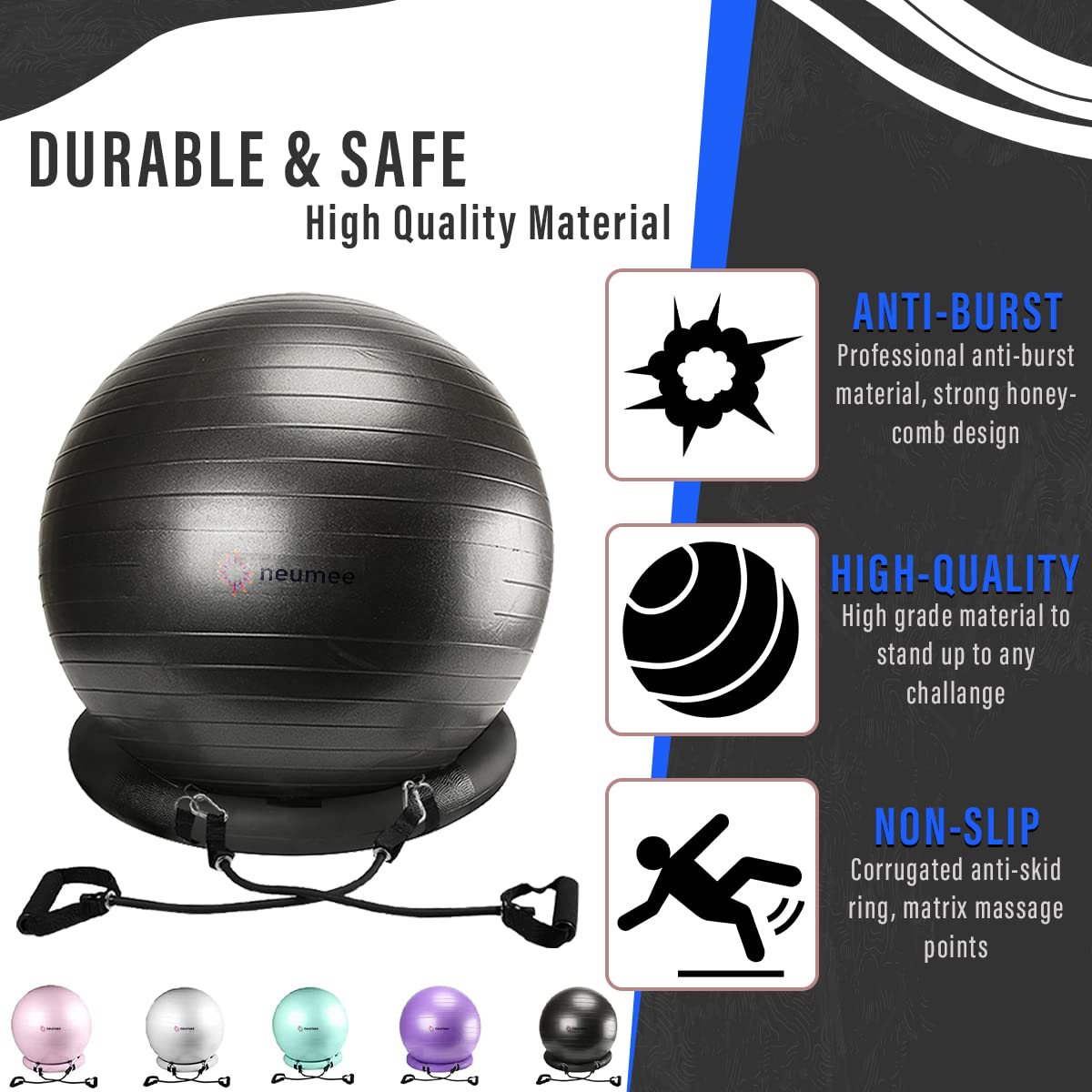 NEUMEE close-up of stability base highlighting secure cradle and non-slip feet benefit