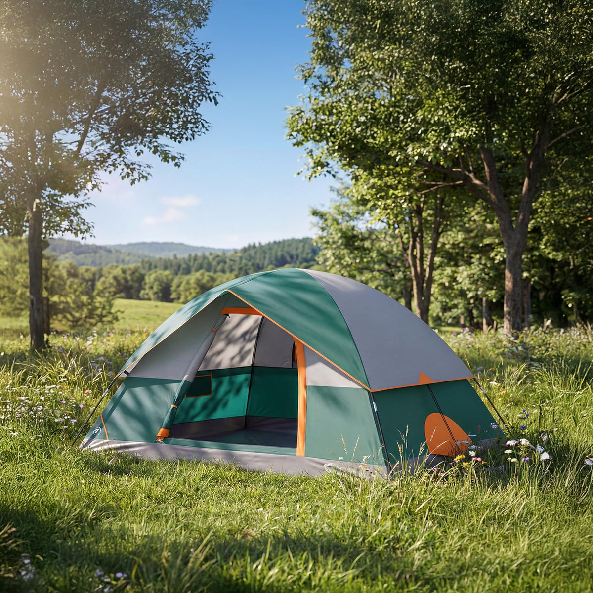 NEWBULIG front view pitched tent showing quick setup and shelter