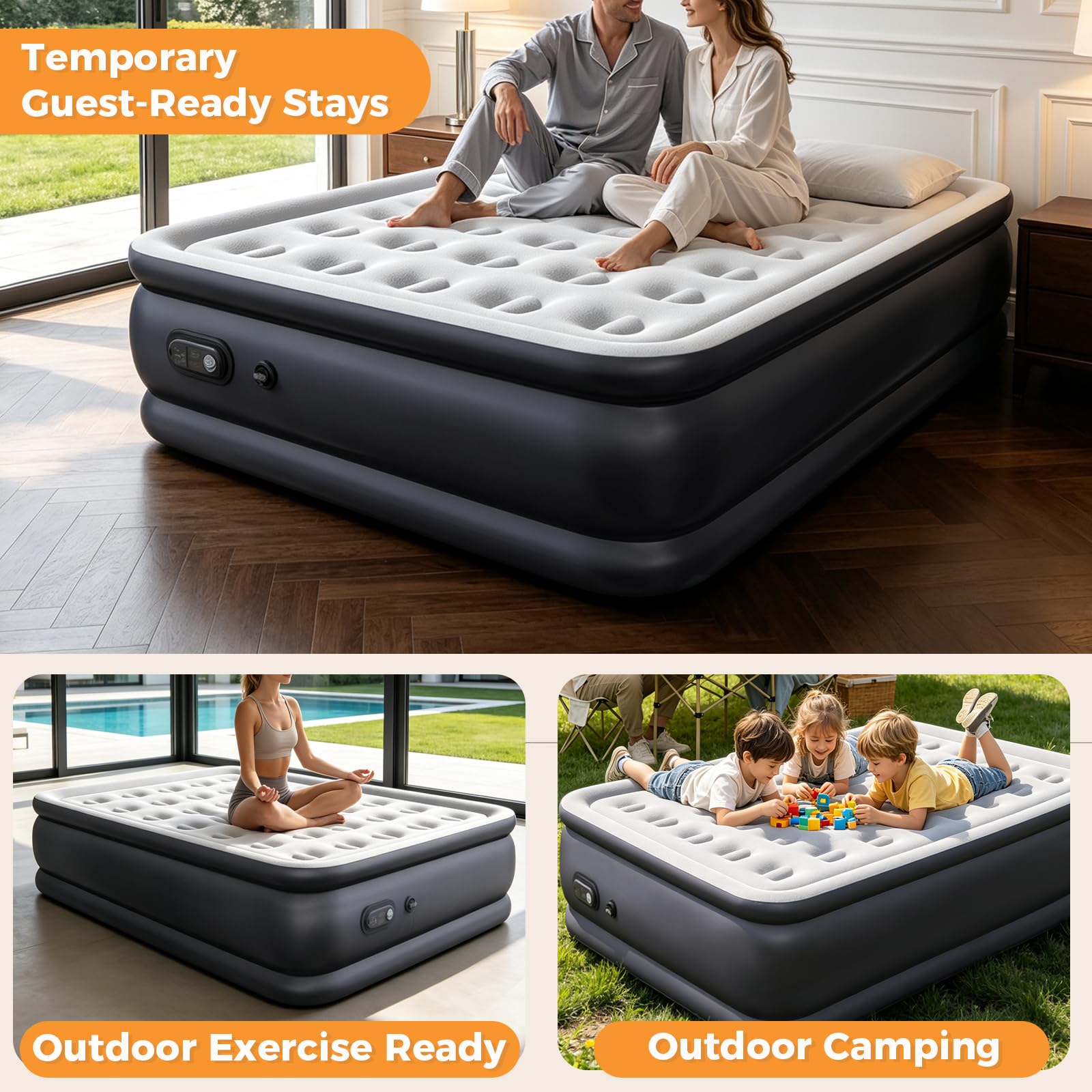 NEWBULIG mattress next to ruler showing 16 inch height for bed-like accessibility