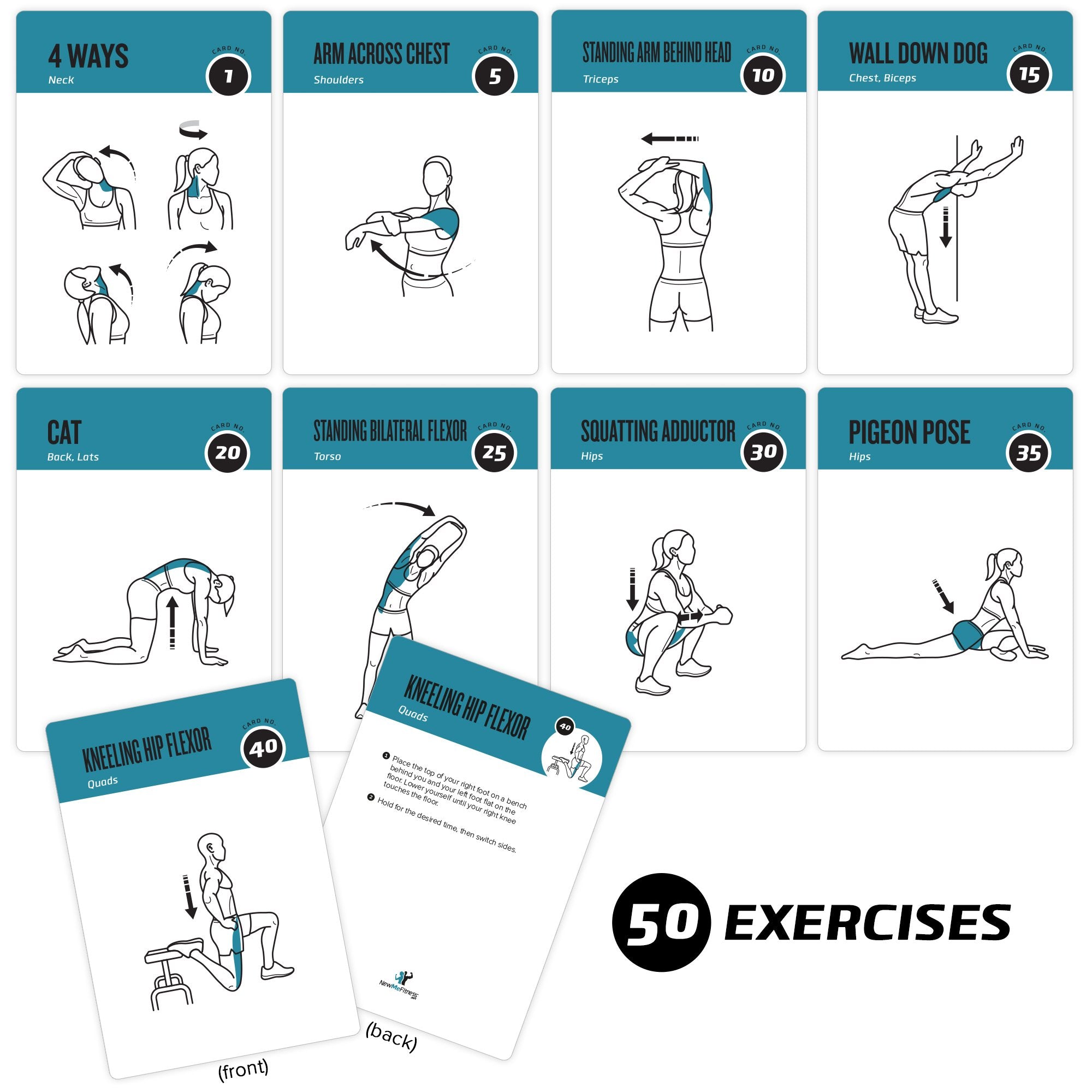NewMe Fitness close-up of card illustration demonstrating clear exercise form