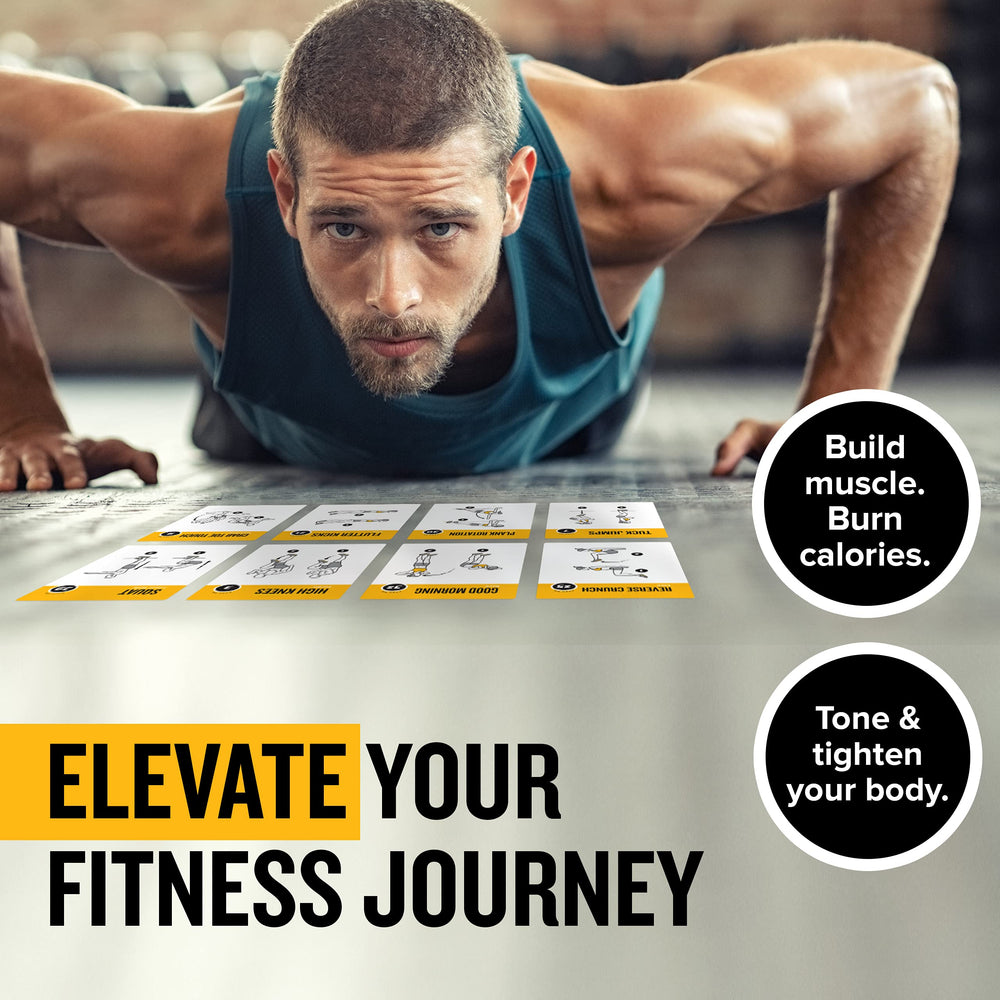 NewMe Fitness cards paired with a resistance band illustrating scalable intensity