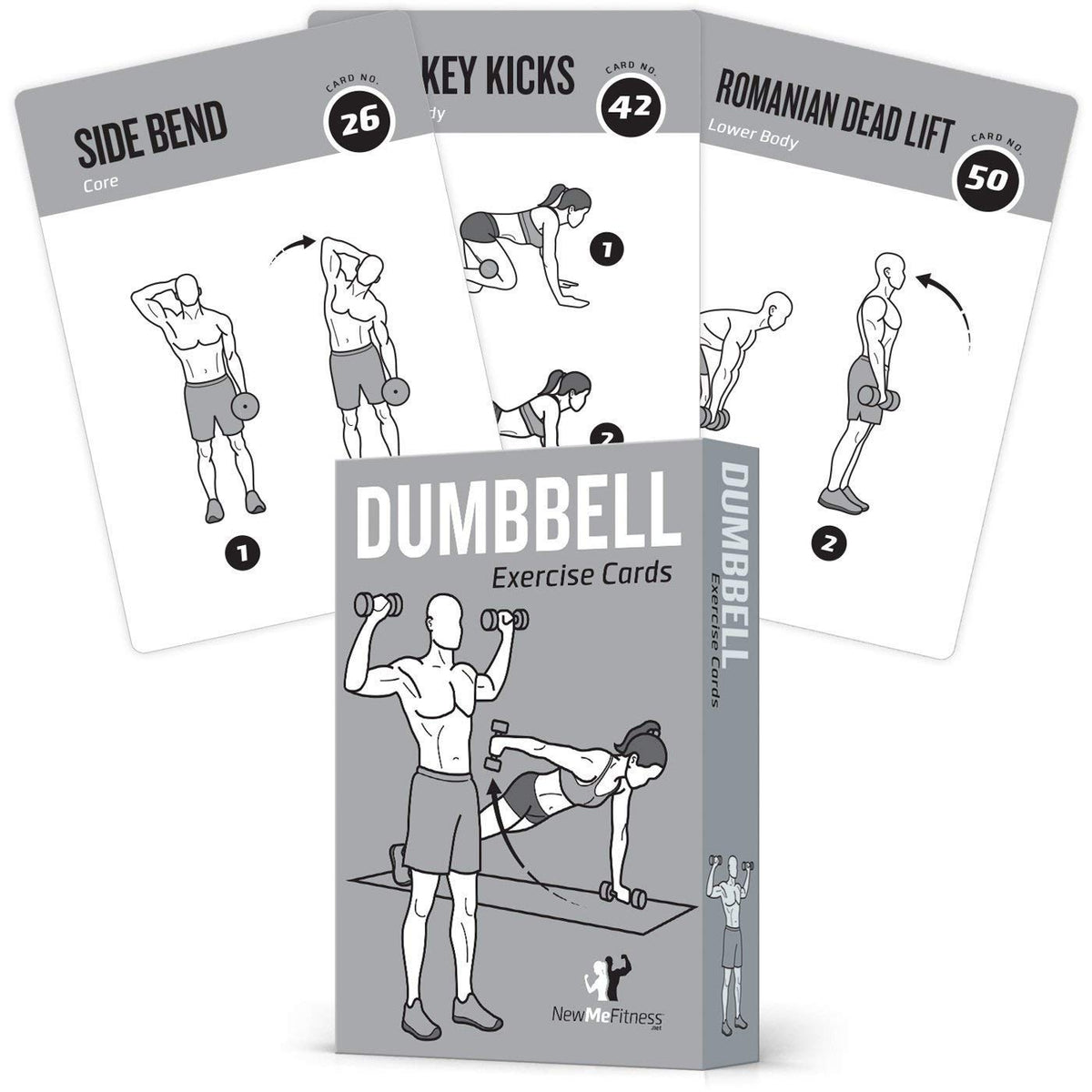NewMe Fitness deck front packaging showing compact durable workout set