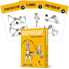 NewMe Fitness front packaging showing the 50-card workout deck and clear benefits