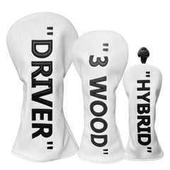 NEwoilkwo front view of white headcovers showing clean design and organized protection