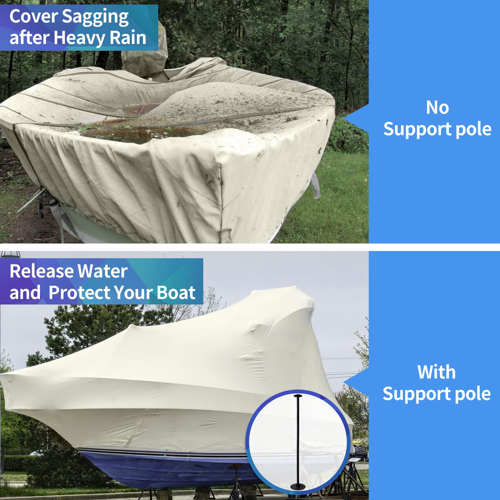 NEXCOVER poles supporting boat cover preventing water pooling