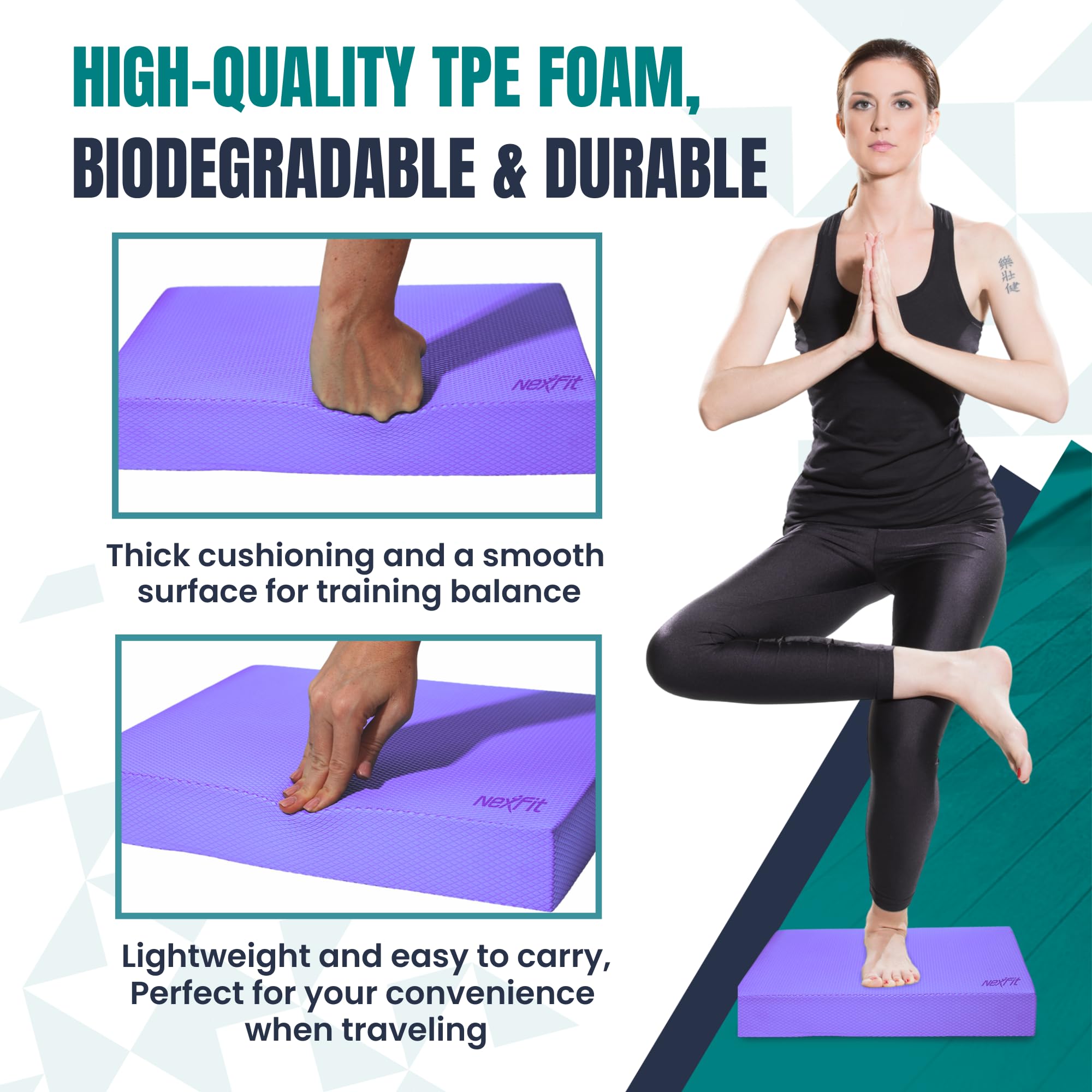 NEXFIT side view showing pad thickness and durable foam for secure support