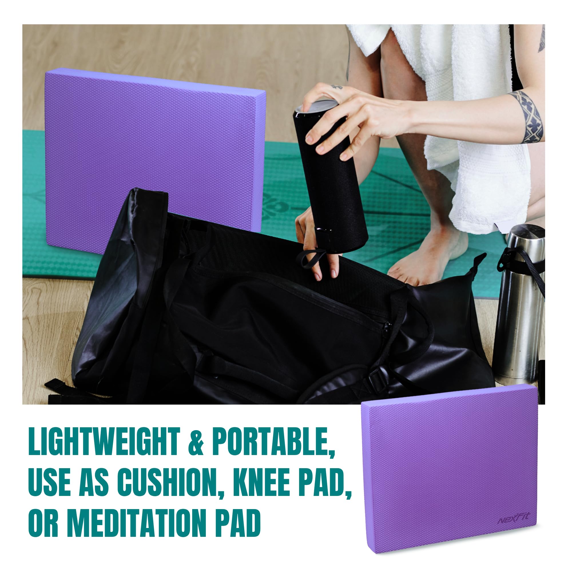 NEXFIT in a gym bag demonstrating lightweight portability for on-the-go training