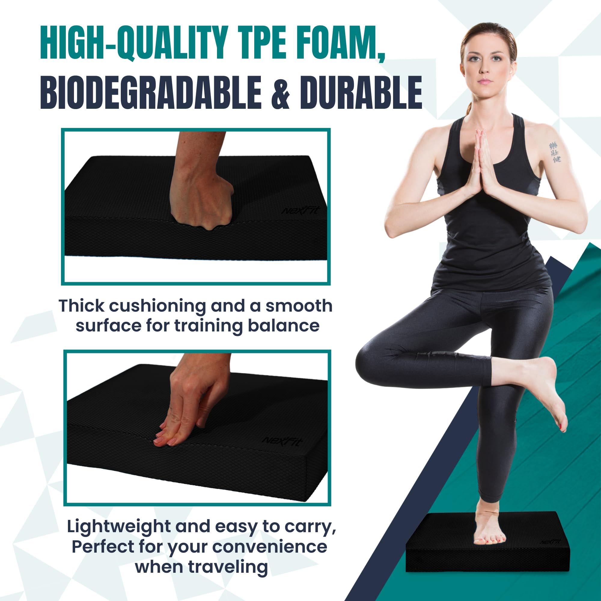 NEXFIT in use during single-leg balance exercise improving core stability and control