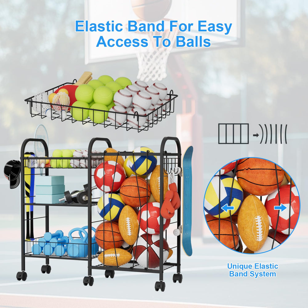 NEYCIL detachable basket filled with tennis balls demonstrating easy transport convenience