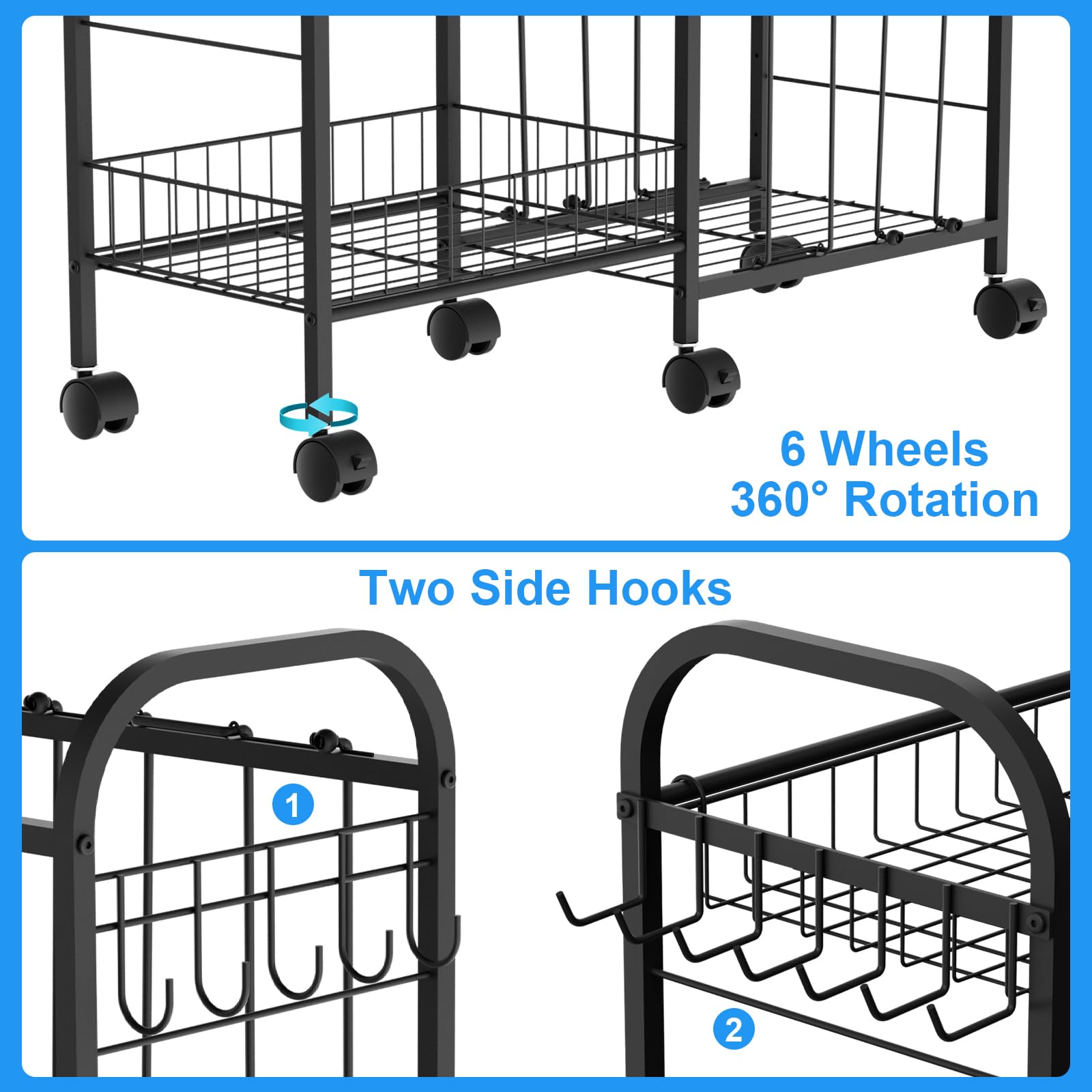 NEYCIL side hooks holding a sports bag and jump rope adding vertical storage benefit