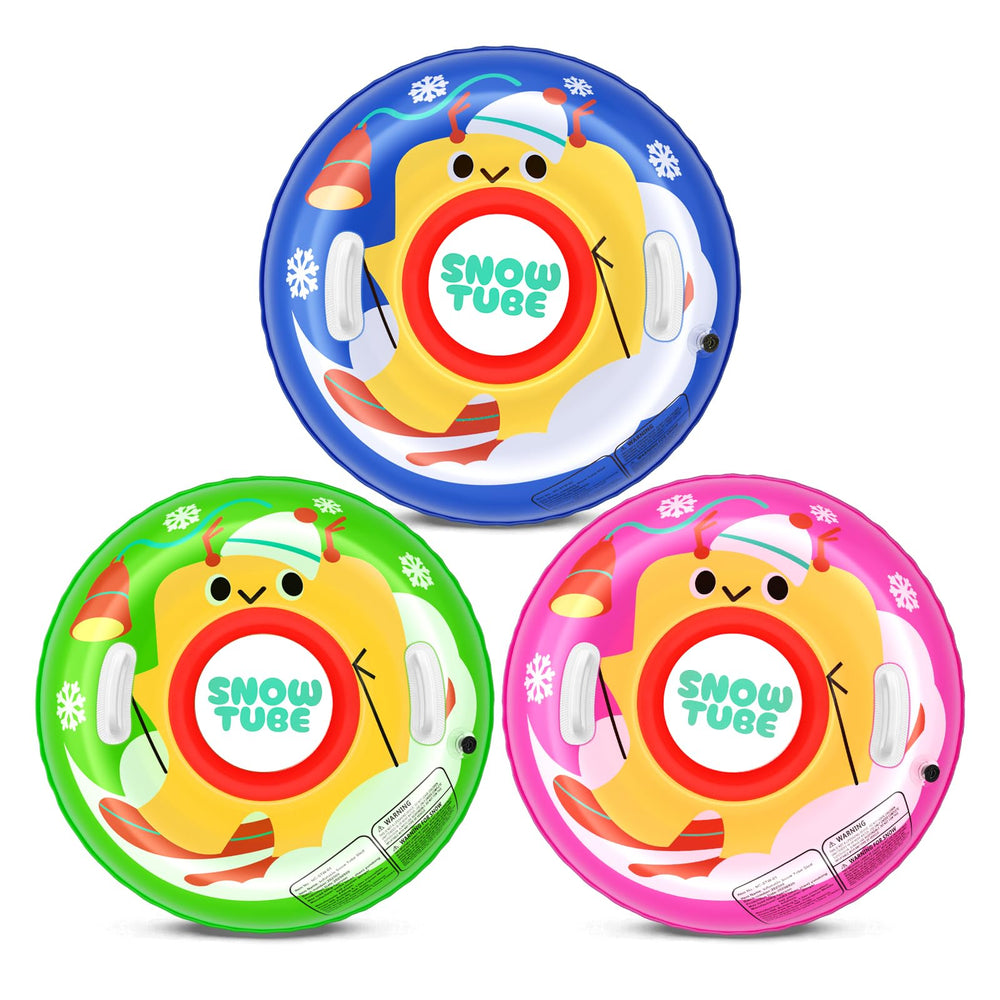 NIBBaNACAL front view of three colorful tubes showing designs and handles for visibility