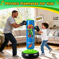 NIBBaNACAL child wearing included gloves practicing punches in backyard for active play