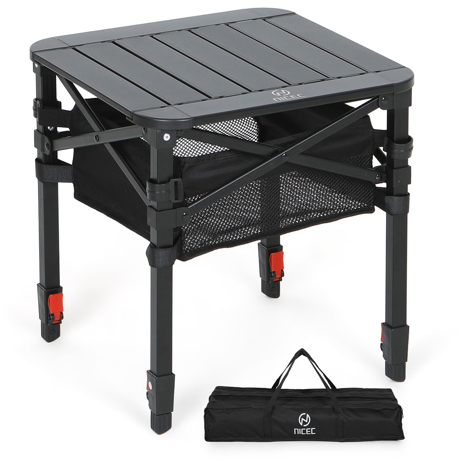 Nice C front view of folded camping table showing compact carry benefit