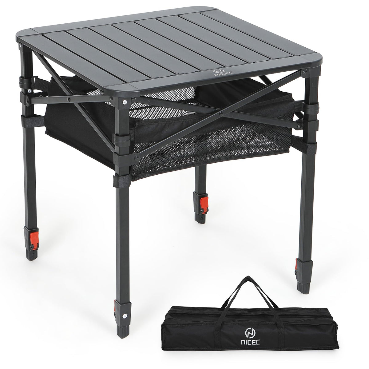 Nice C front view of assembled table showing stable top and compact footprint