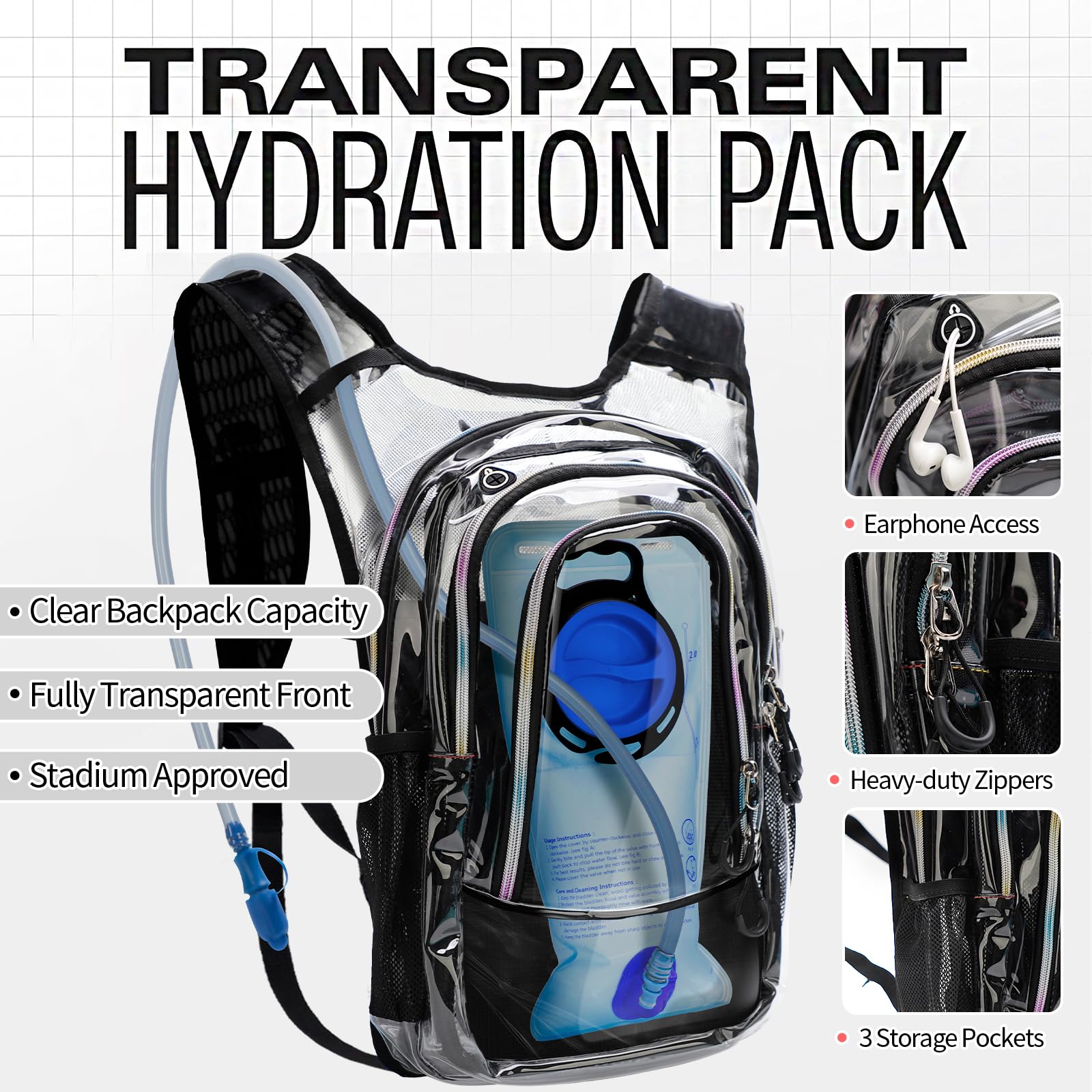 Niggeey 2L BPA-free hydration bladder filled and inserted, keeps drinks ready