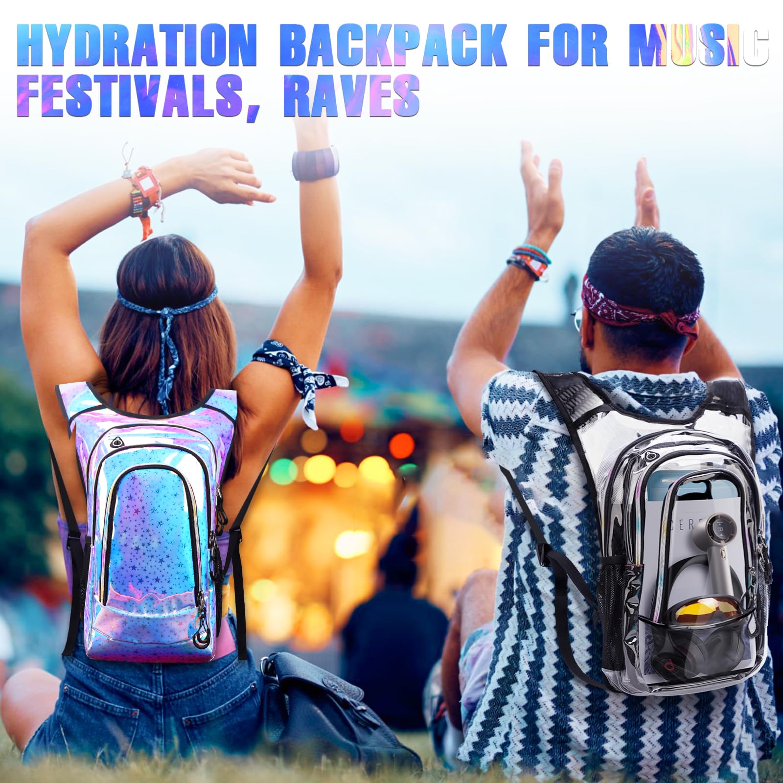 Niggeey worn at a festival showing fit and hands-free hydration benefit