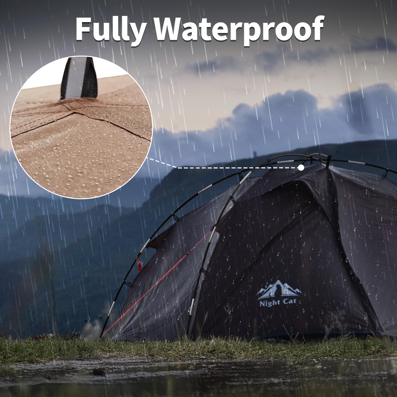 Night Cat pitched at campsite with camper entering showing fast setup and usability