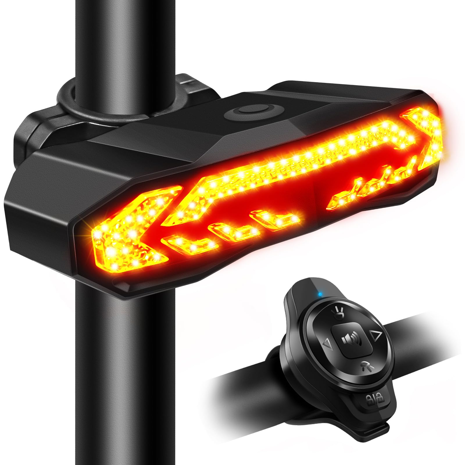 NineLeaf taillight front view showing LEDs and compact housing for clearer rear visibility
