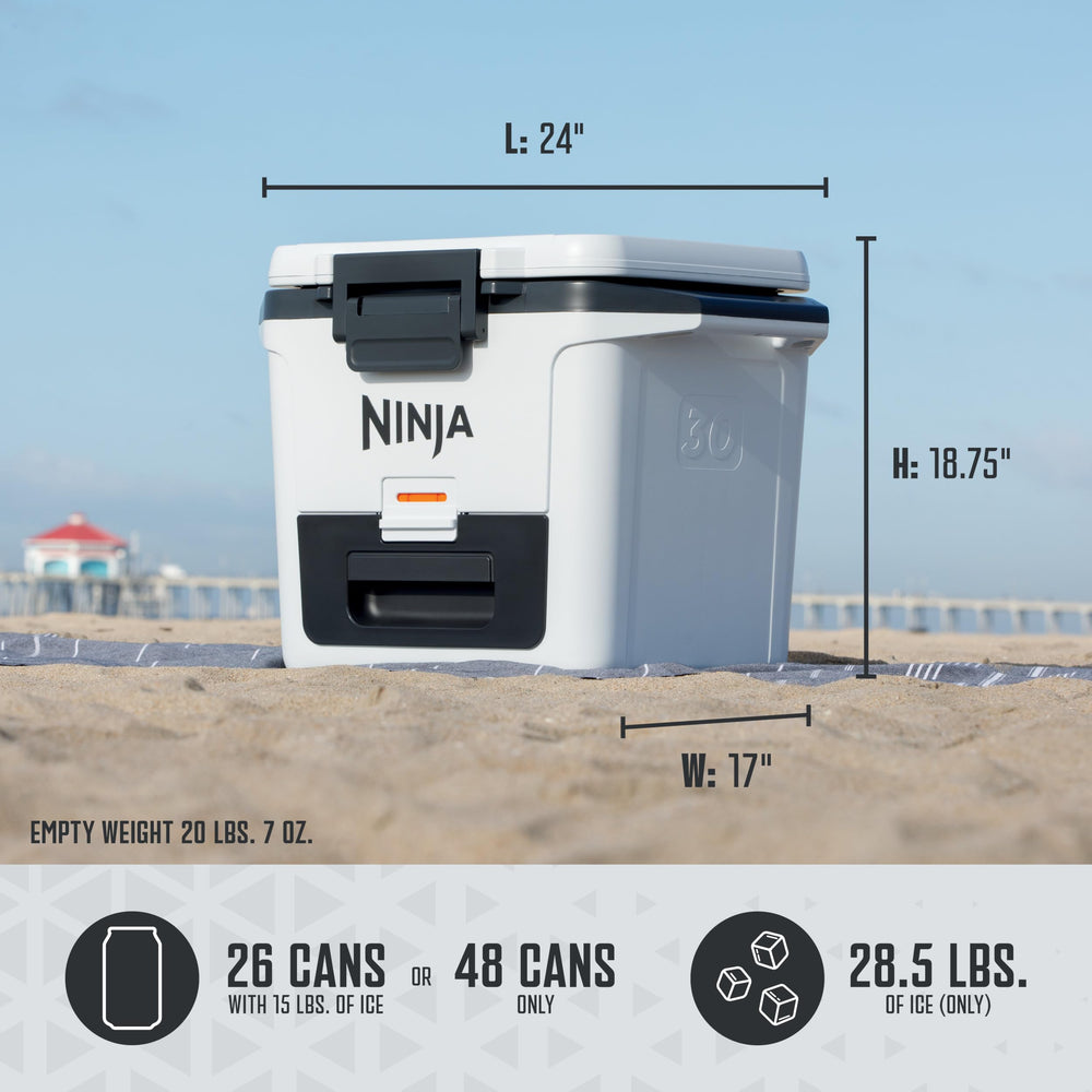 Ninja FrostVault in a beach setting showing portable cooling for outdoor gatherings benefit