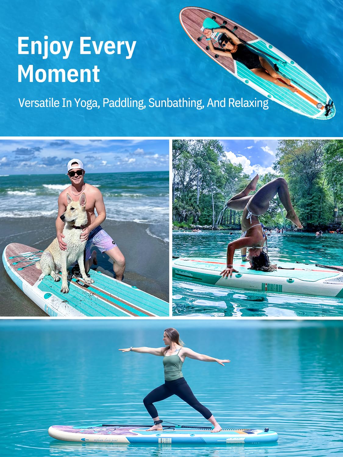 niphean board with paddler and dog lifestyle photo showing family-friendly use