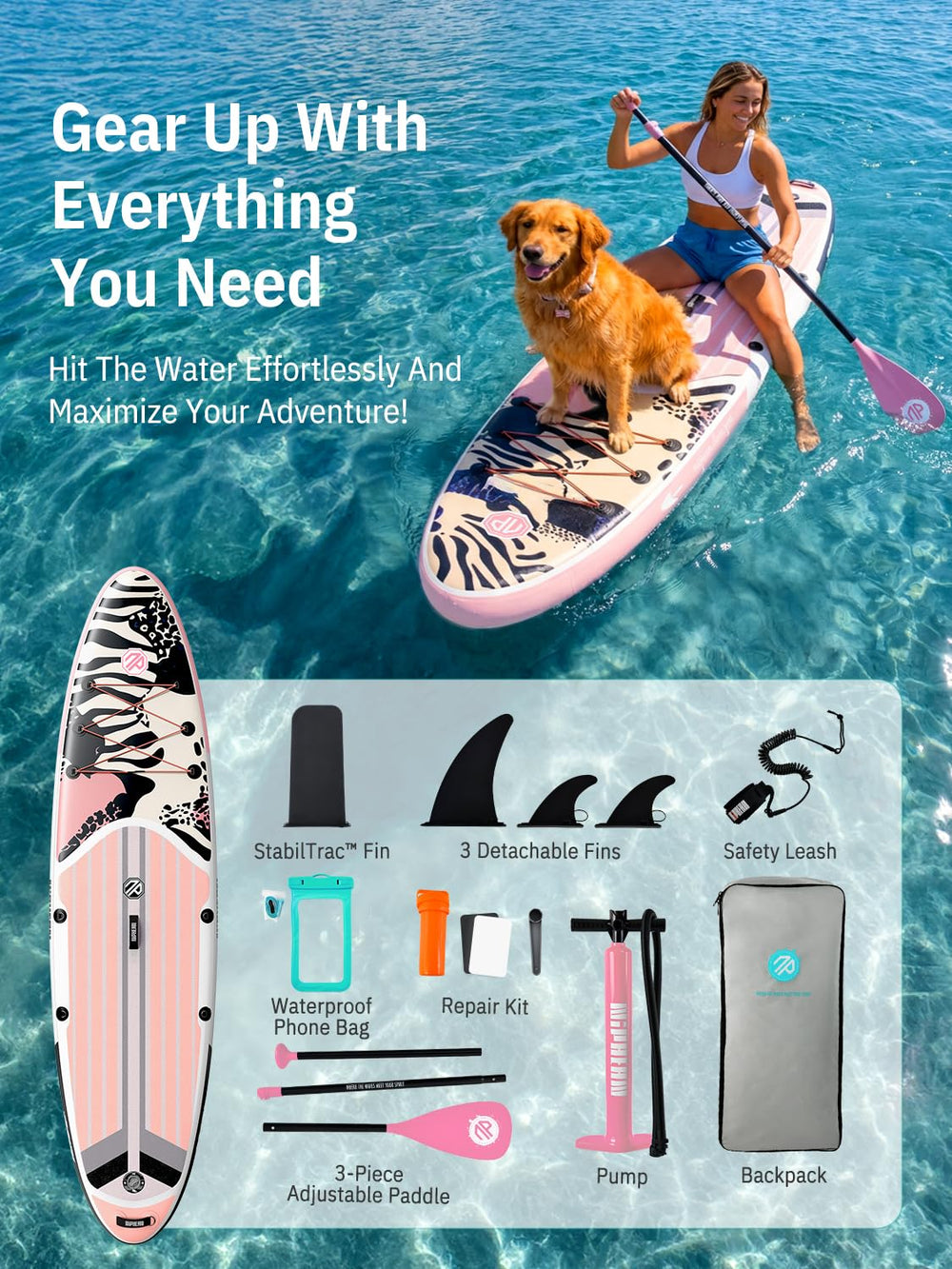 niphean dusty pink on lake with paddler showing balance benefit