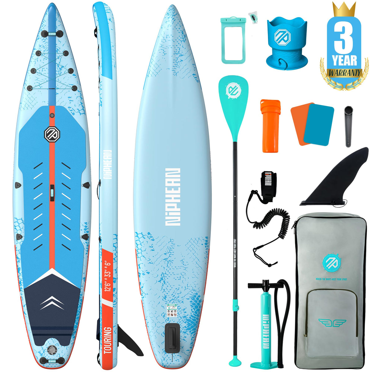 niphean front packaging showing aqua blue board and kit, highlights ready-to-use convenience