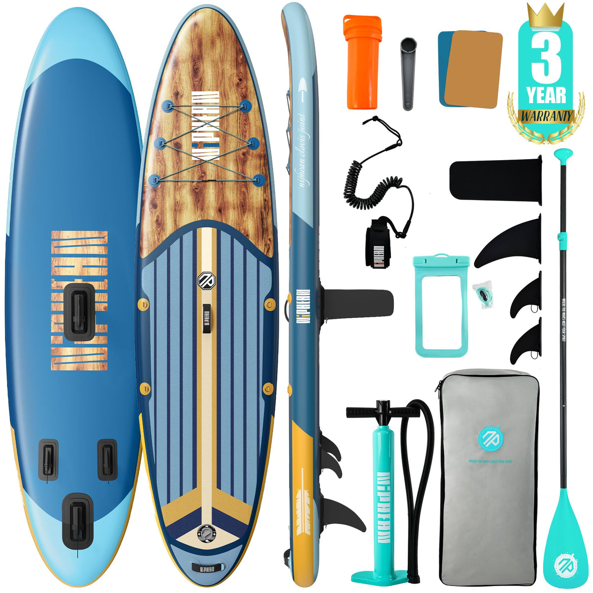 niphean front profile blue wood board showing sleek shape and stability benefits